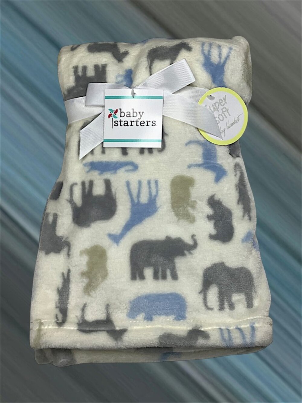 NWT Baby Blanket Rhino Elephant Giraffe Crocodile Animal Print Zoo Plush Toddler